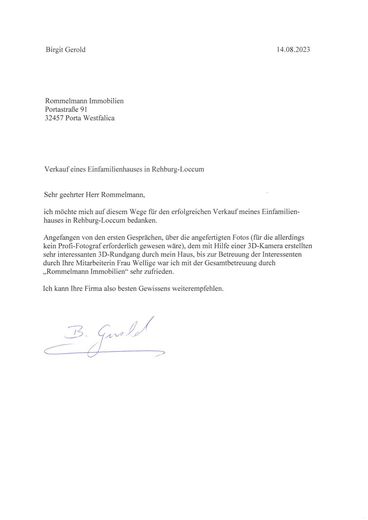 Dankschreiben Dr. Birgit Gerold